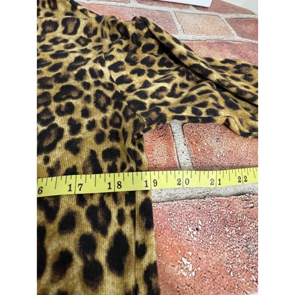 Lauren Ralph Lauren Leopard Print Pajama Set Long Sleeve Top Joggers Brown Small - Picture 8 of 10